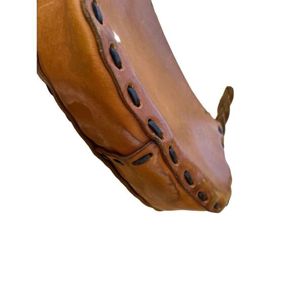 Vintage 70’s Leather Crossbody Boho Hippie Purse Handbag Painted Floral Design - Picture 5 of 13